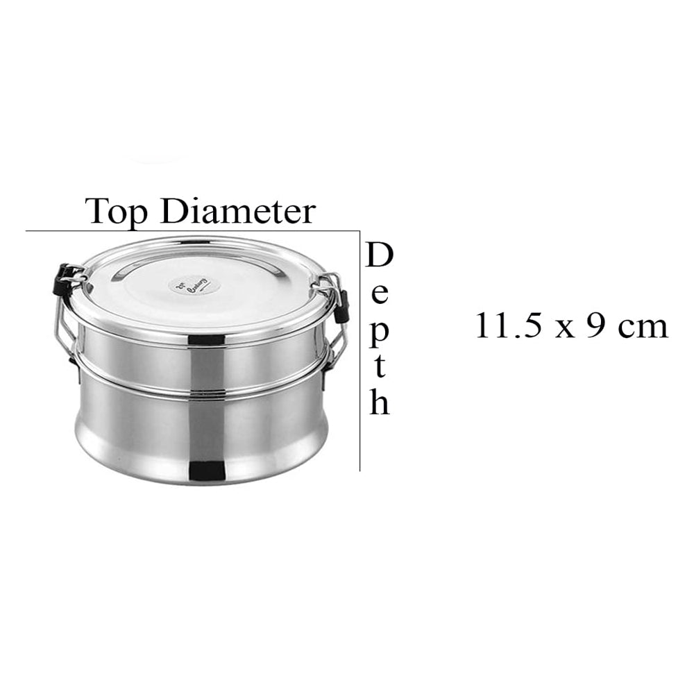 JVL Round Stainless Steel Lunch Box with Stainless Steel Inner Plate
