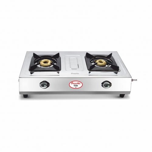 Preethi Elda SSGS-001 Stainless Steel Gas Stove, 2 Burner