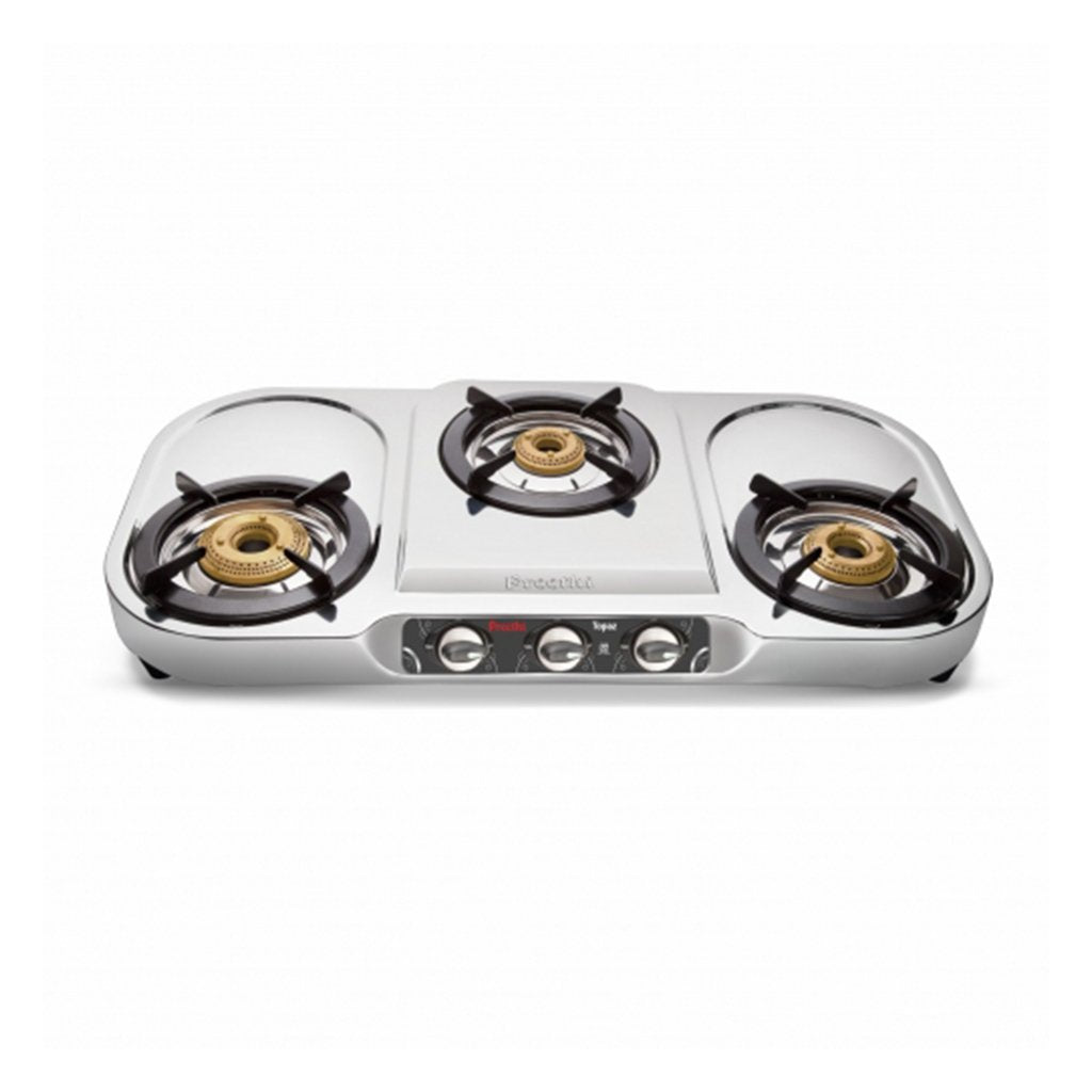 Preethi Topaz SSGS-005 Stainless Steel Gas Stove, 3 Burner