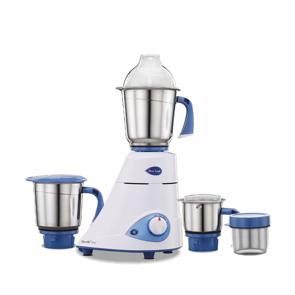 Preethi Blue Leaf Silver MG-149 Mixer Grinder, 600W, 3 Jar