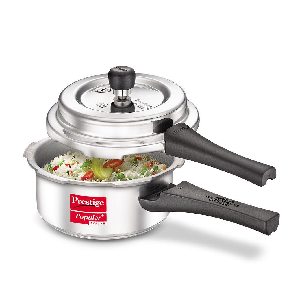 Prestige Popular Plus Svachh Aluminium Induction Base Outer Lid Pressure Cooker, 2 Litres