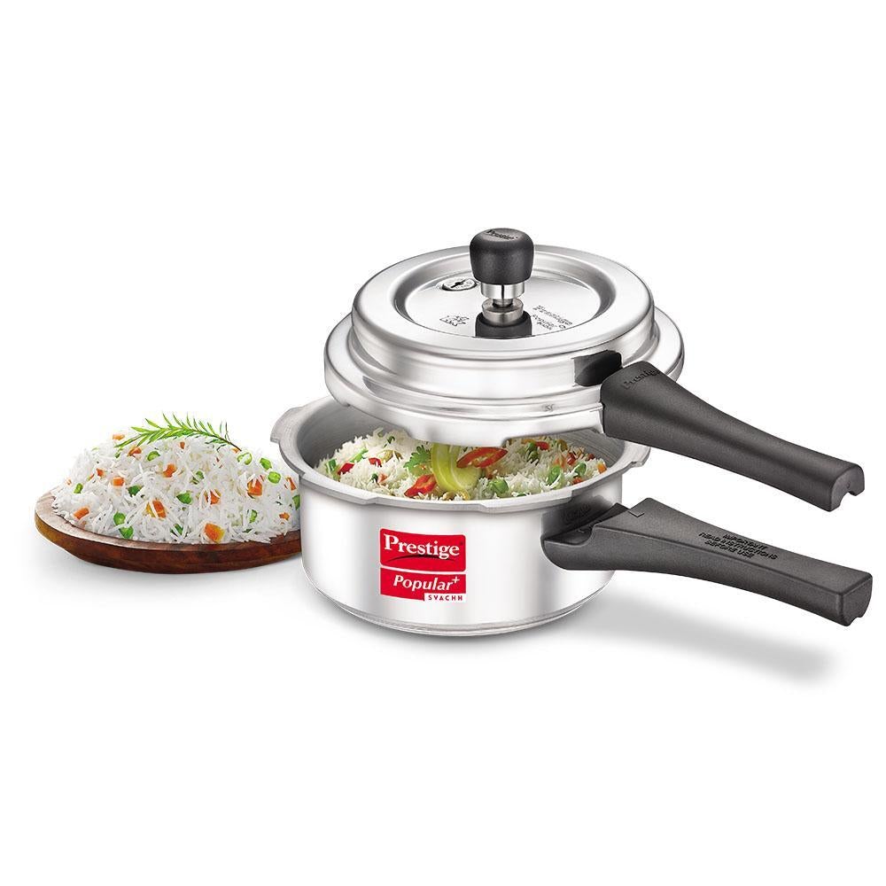 Prestige Popular Plus Svachh Aluminium Induction Base Outer Lid Pressure Cooker, 2 Litres