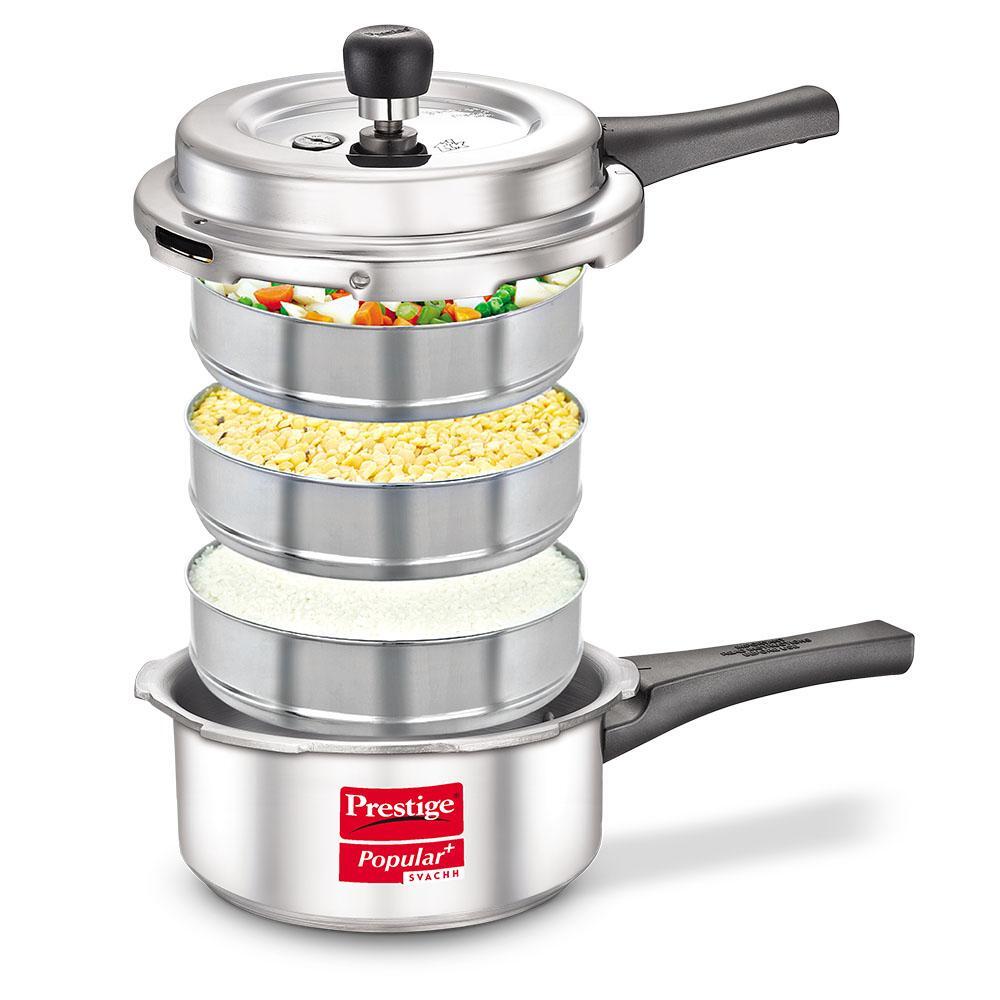 Prestige Popular Plus Svachh Aluminium Induction Base Outer Lid Pressure Cooker, 2 Litres
