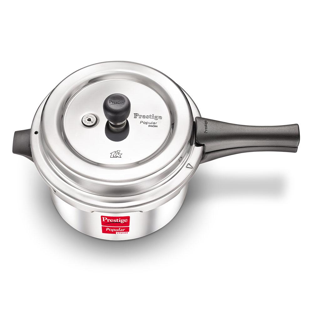 Prestige Popular Svachh Aluminium Non-Induction Base Outer Lid Pressure Cooker, 4 Litres