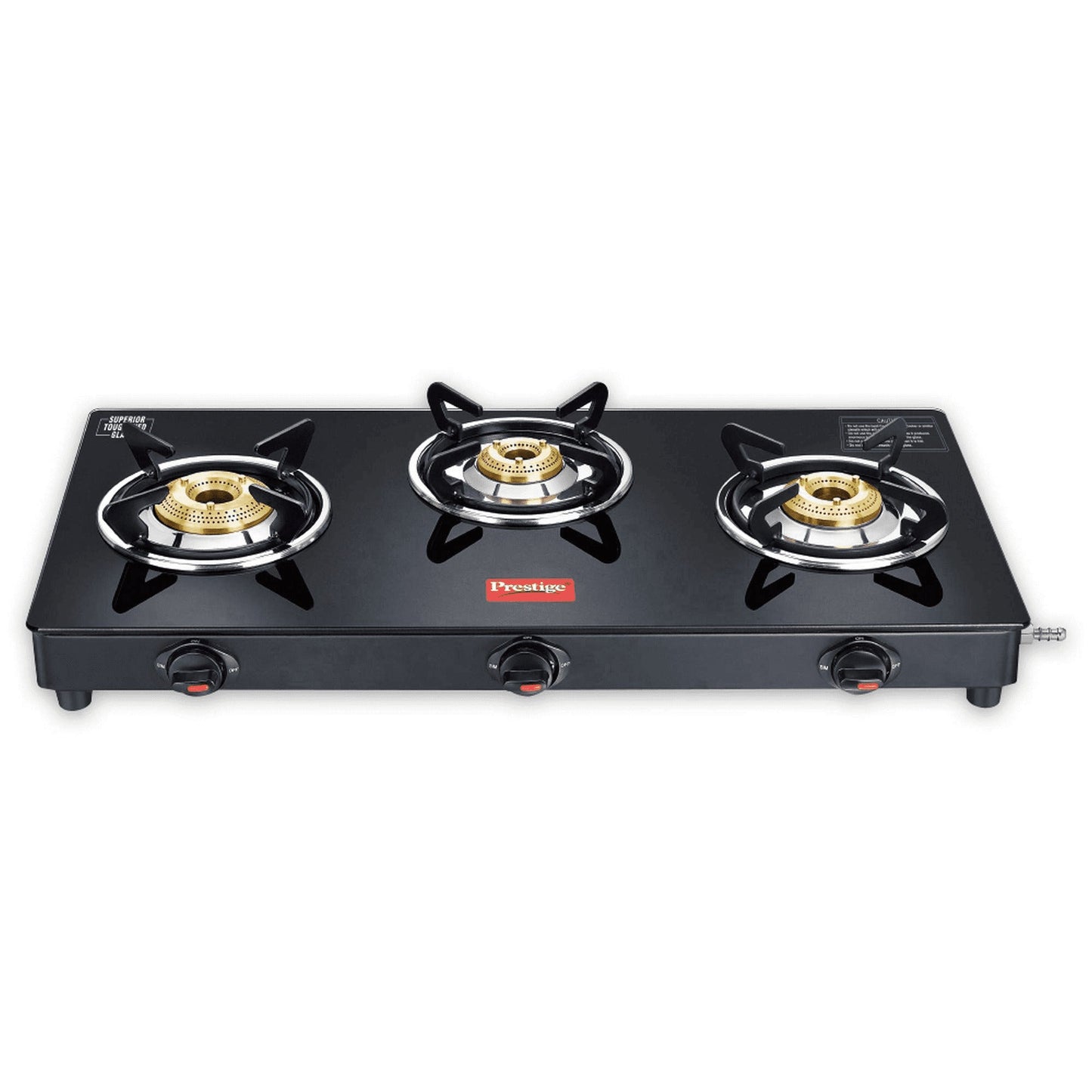 Prestige Marvel Plus GTM 03L Black Toughened Glass Top Gas Stove, 3 Burner