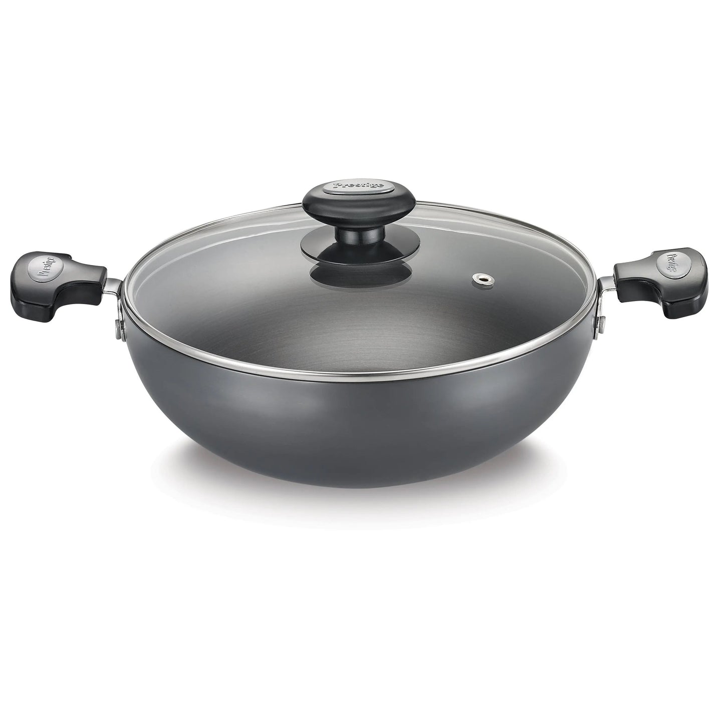 Prestige Hard Anodised Plus Kadai with Glass Lid, 200MM