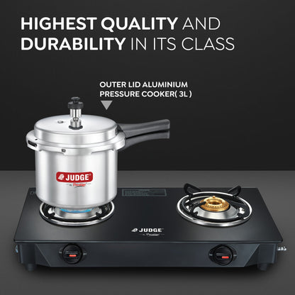 Judge by Prestige Deluxe Induction Base Aluminum Outer Lid Pressure Cooker, 3 Litres