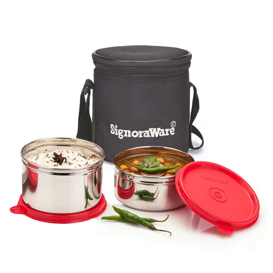 Signoraware Executive Steel Stainless Steel Lunch Box with Bag