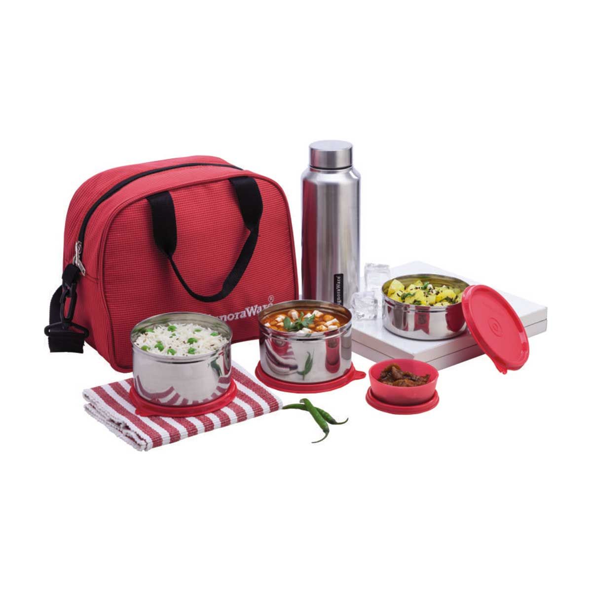 Signoraware Sling Steel Stainless Steel Lunch Box with Bag