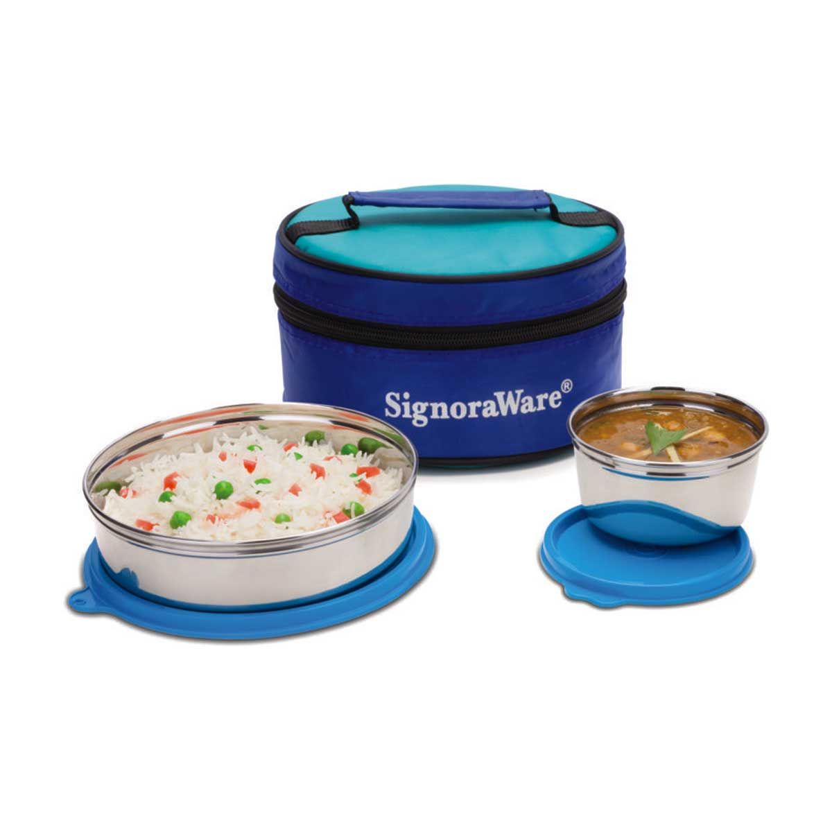 Signoraware Classic Steel Stainless Steel Lunch Box with Bag