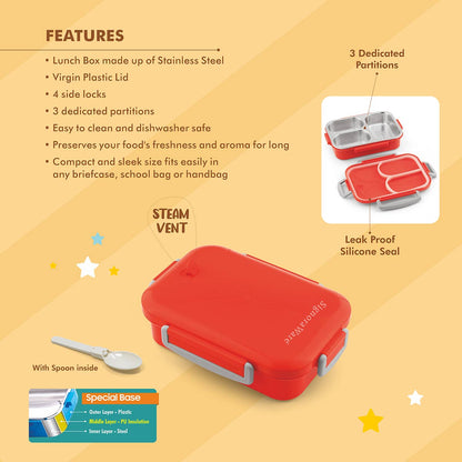 Signoraware HappyMe Steel Stainless Steel Lunch Box