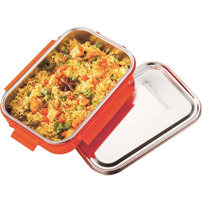 Signoraware Crispy Stainless Steel Lunch Box with Steel Lid, 1000 ML