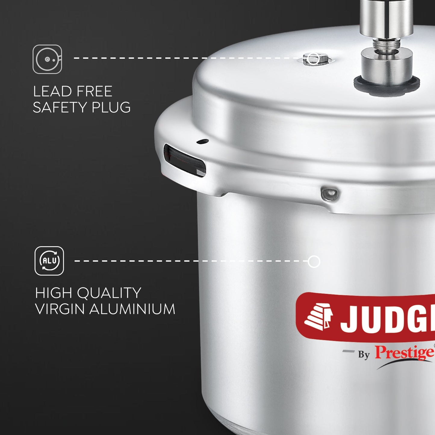 Judge by Prestige Basics Non-Induction Base Aluminum Outer Lid Pressure Cooker, 3 Litres