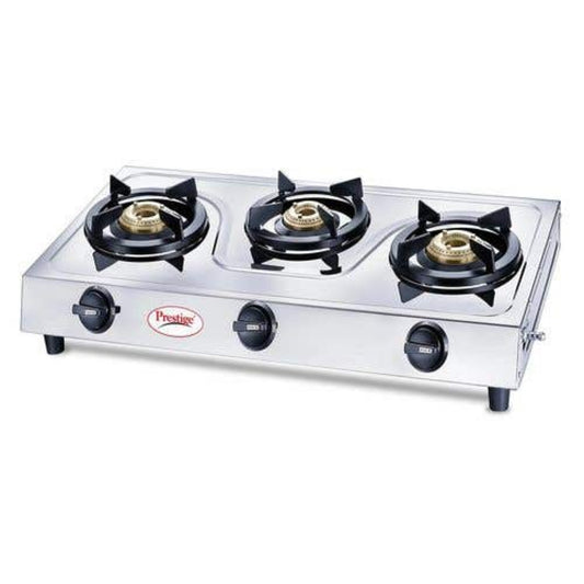 Prestige Prime Stainless Steel Gas Stove, 3 Burner