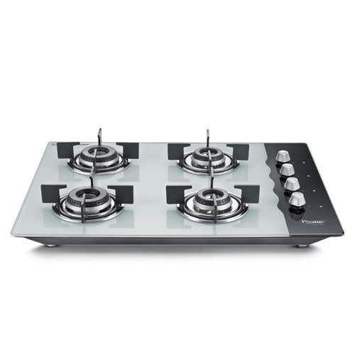 Prestige Desire Hobtop PHTD 04 AI Toughened Glass Top Hob Gas Stove with One-Touch Advanced Auto-Ignition, 4 Burner