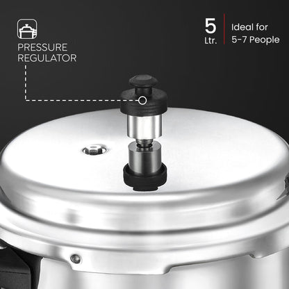 Judge by Prestige Deluxe Induction Base Aluminum Outer Lid Pressure Cooker, 5 Litres