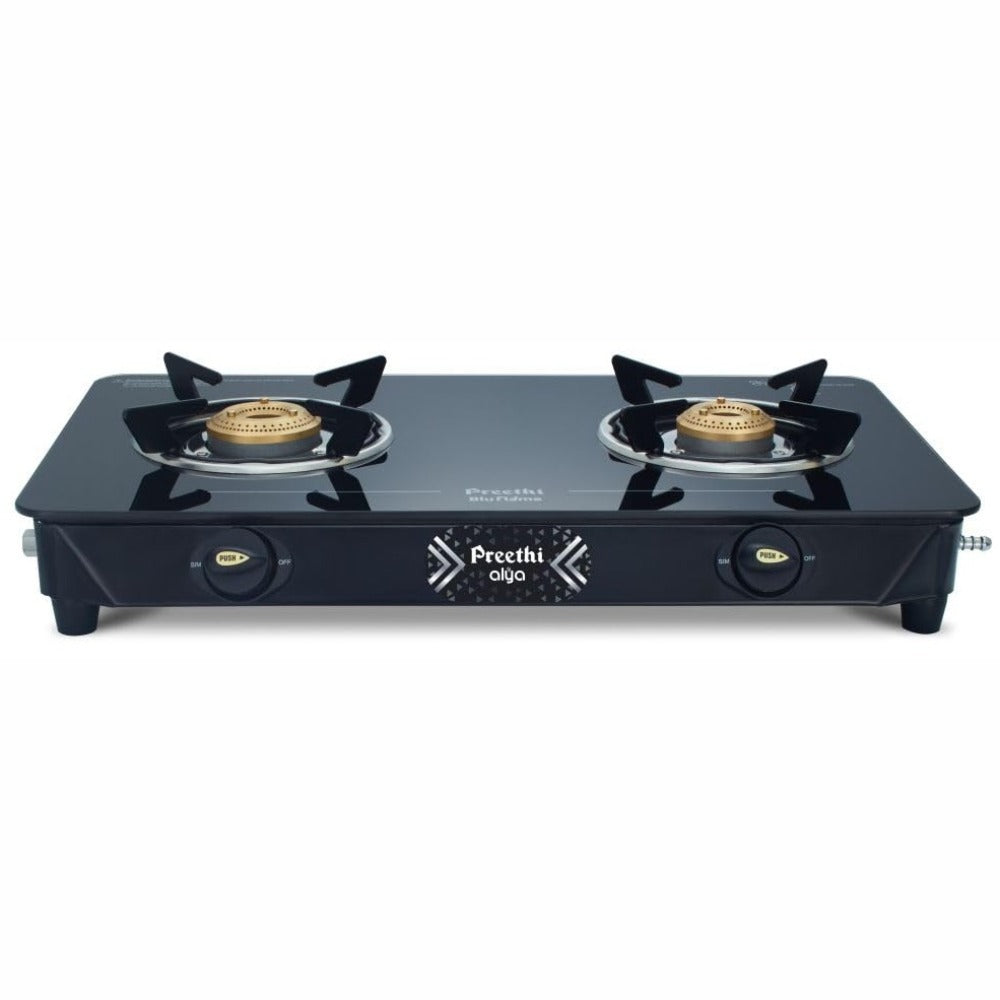 Preethi Alya GTS-411 Toughened Glass Top Gas Stove, 2 Burner