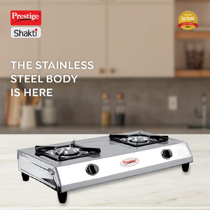 Prestige Shakthi Stainless Steel Gas Stove, 2 Burner