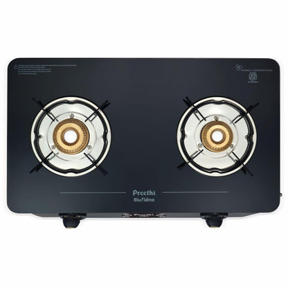 Preethi Alya GTS-411 Toughened Glass Top Gas Stove, 2 Burner