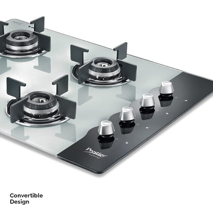 Prestige Desire Hobtop PHTD 04 AI Toughened Glass Top Hob Gas Stove with One-Touch Advanced Auto-Ignition, 4 Burner