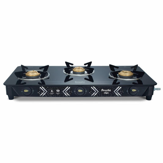 Preethi Alya GTS-413 Toughened Glass Top Gas Stove, 3 Burner