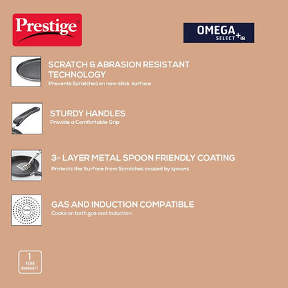 Prestige Omega Select Plus Aluminium Non-Induction Base Non-Stick Omni Tawa