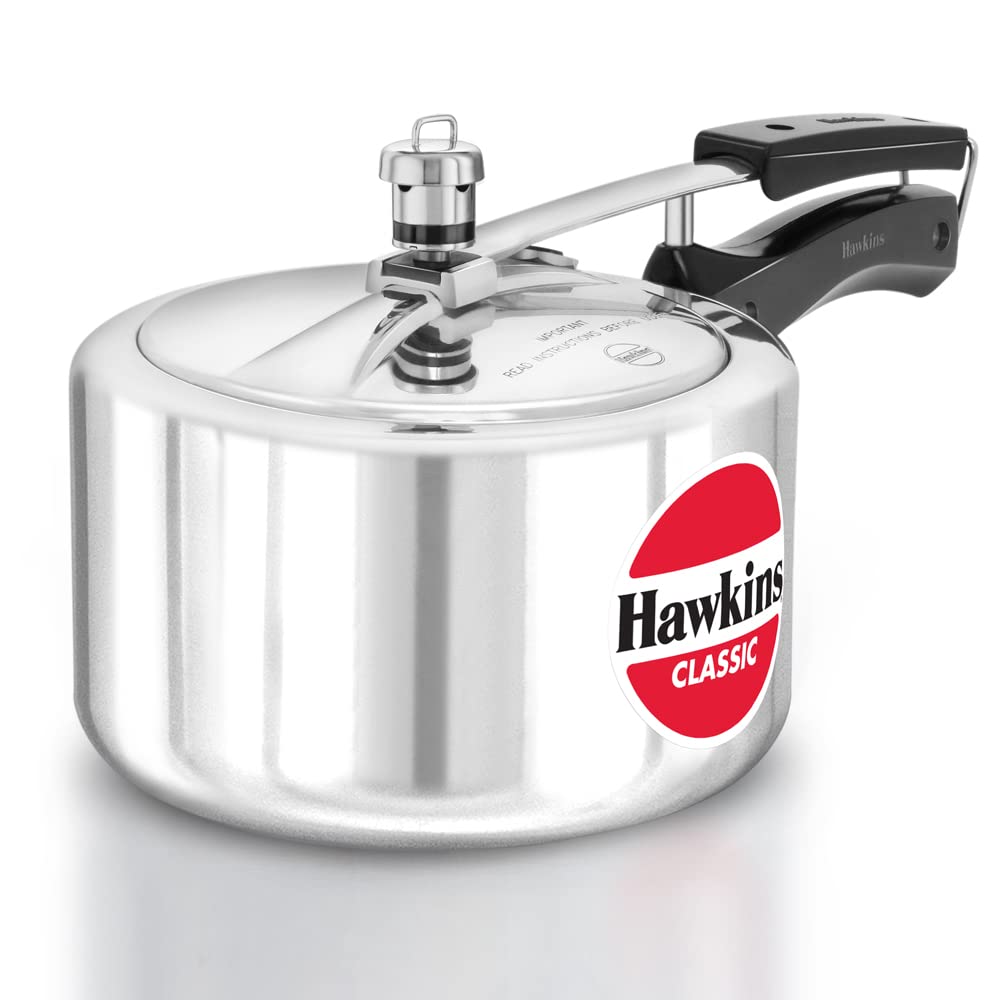 Hawkins Classic Aluminium Non-Induction Base Inner Lid Pressure Cooker, 3 Litres Wide