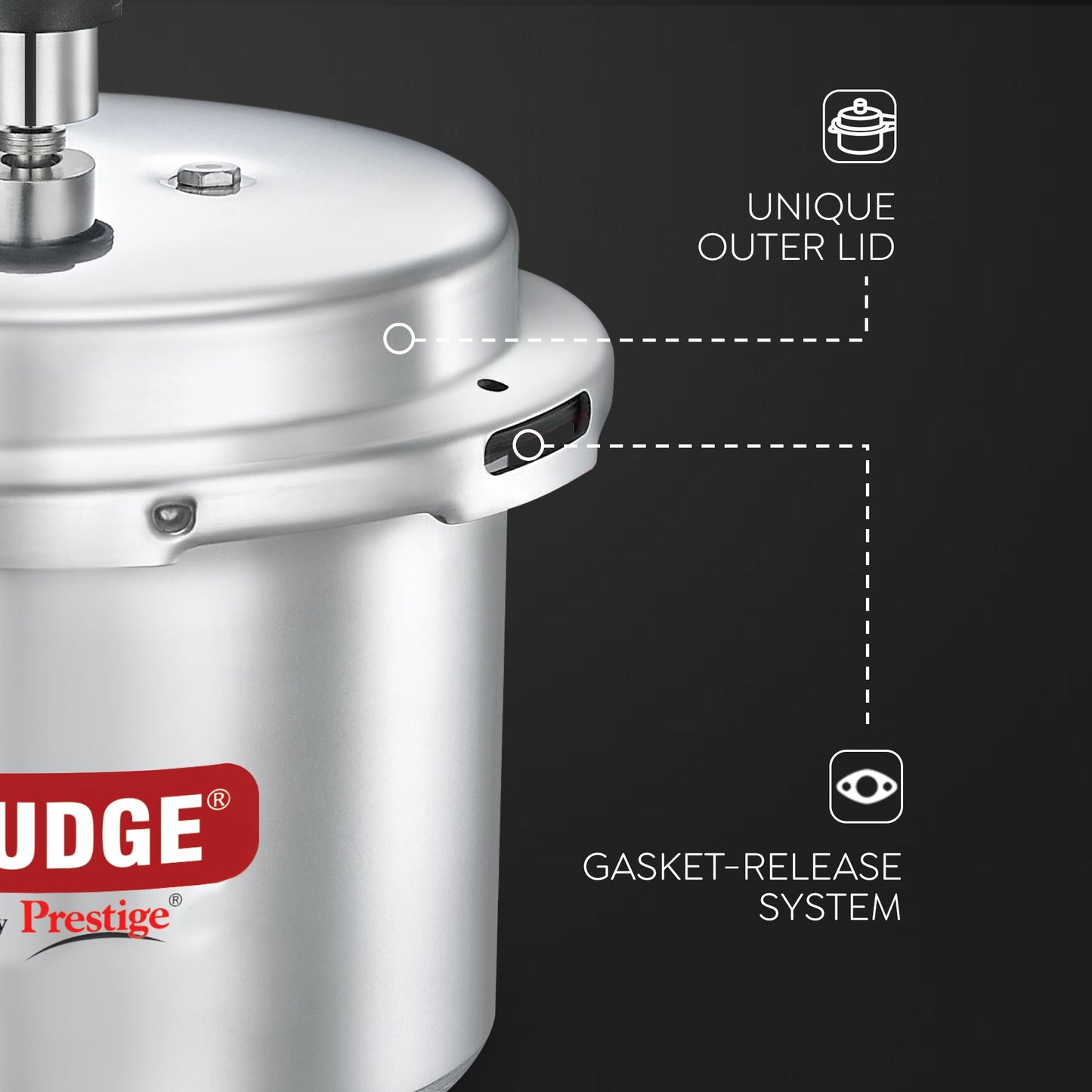 Judge by Prestige Basics Non-Induction Base Aluminum Outer Lid Pressure Cooker, 3 Litres