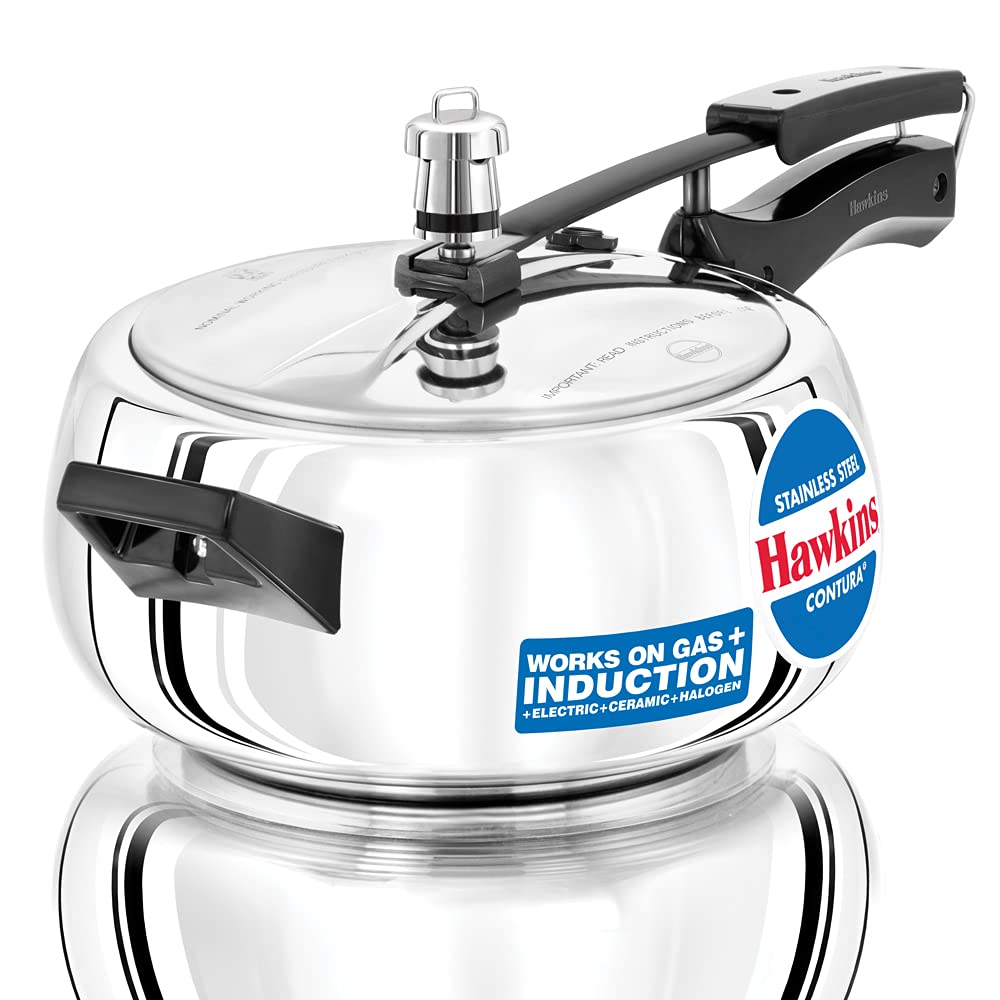 Hawkins Contura Stainless Steel Induction Base Inner Lid Pressure Cooker, 3.5 Litres