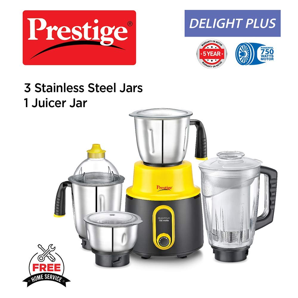 Prestige Delight Plus Mixer Grinder, 750W, 4 Jars