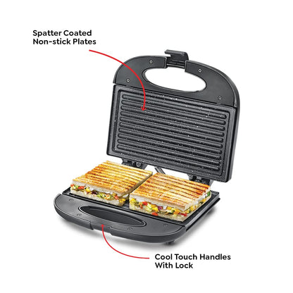 Prestige PGFSP Spatter Coated Sandwich Maker with Fixed Grill Plates, 800W