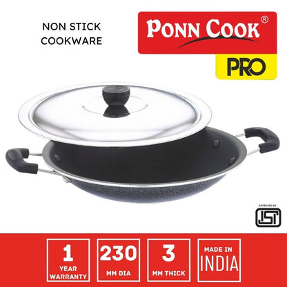 Ponn Cook Pro Non Induction Base Aluminium Non Stick Sleek Appam Pan, 230MM