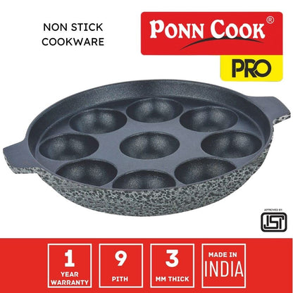 Ponn Cook Pro Non Induction Base Aluminium Non Stick Paniyaram Pan