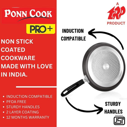 Ponn Cook Pro Plus Induction Base Aluminium Non Stick Omni Tawa, 280MM