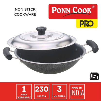 Ponn Cook Pro Non Induction Base Aluminium Non Stick Deep Appam Pan, 230MM