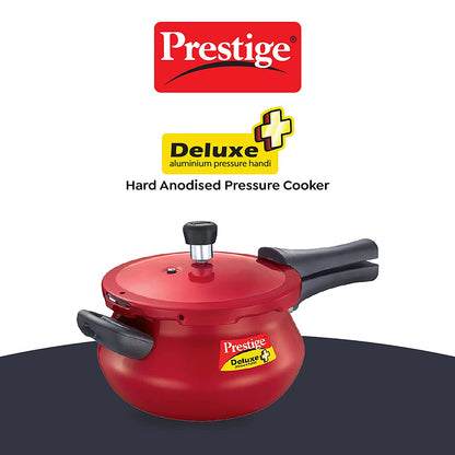 Prestige Deluxe Plus Aluminium Induction Base Outer Lid Pressure Cooker Mini Handi, 3 Litres