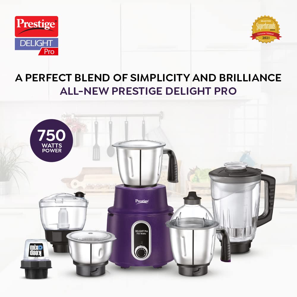 Prestige Delight Pro Mixer Grinder, 750W, 6 Jars