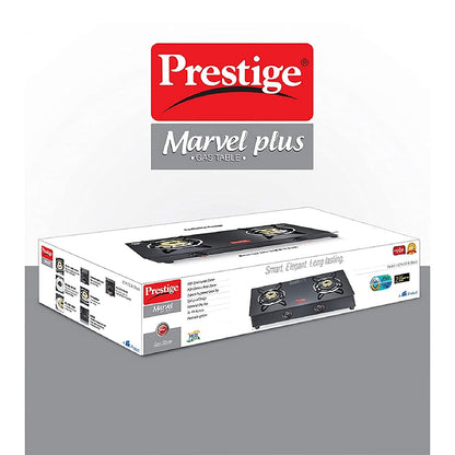 Prestige Marvel Plus GTM 02 Black Toughened Glass Top Gas Stove, 2 Burner