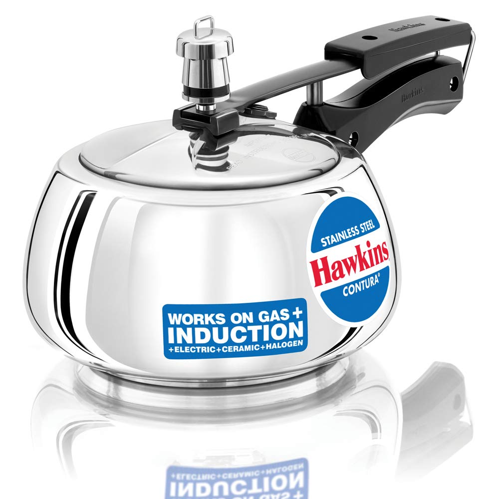 Hawkins Contura Stainless Steel Induction Base Inner Lid Pressure Cooker, 2 Litres