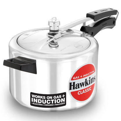 Hawkins Classic Aluminium Induction Base Inner Lid Pressure Cooker, 5 Litres