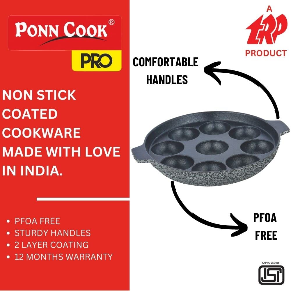 Ponn Cook Pro Non Induction Base Aluminium Non Stick Paniyaram Pan