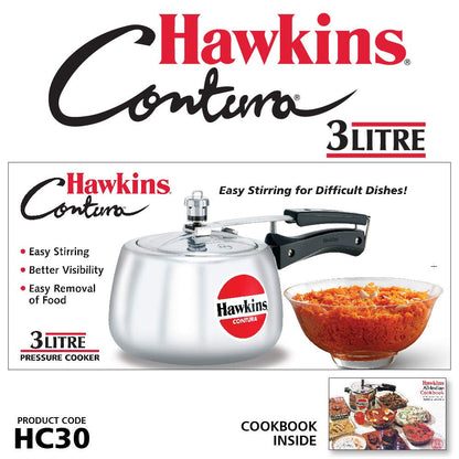 Hawkins Contura Aluminium Non-Induction Base Inner Lid Pressure Cooker, 3 litres