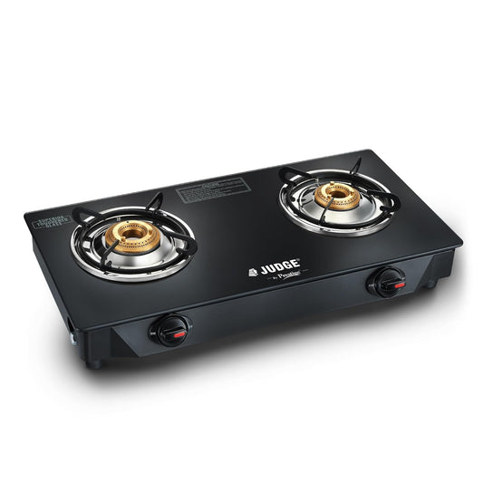 Judge by Prestige Deluxe Toughened Glass Top Gas Stove, 2 Burners