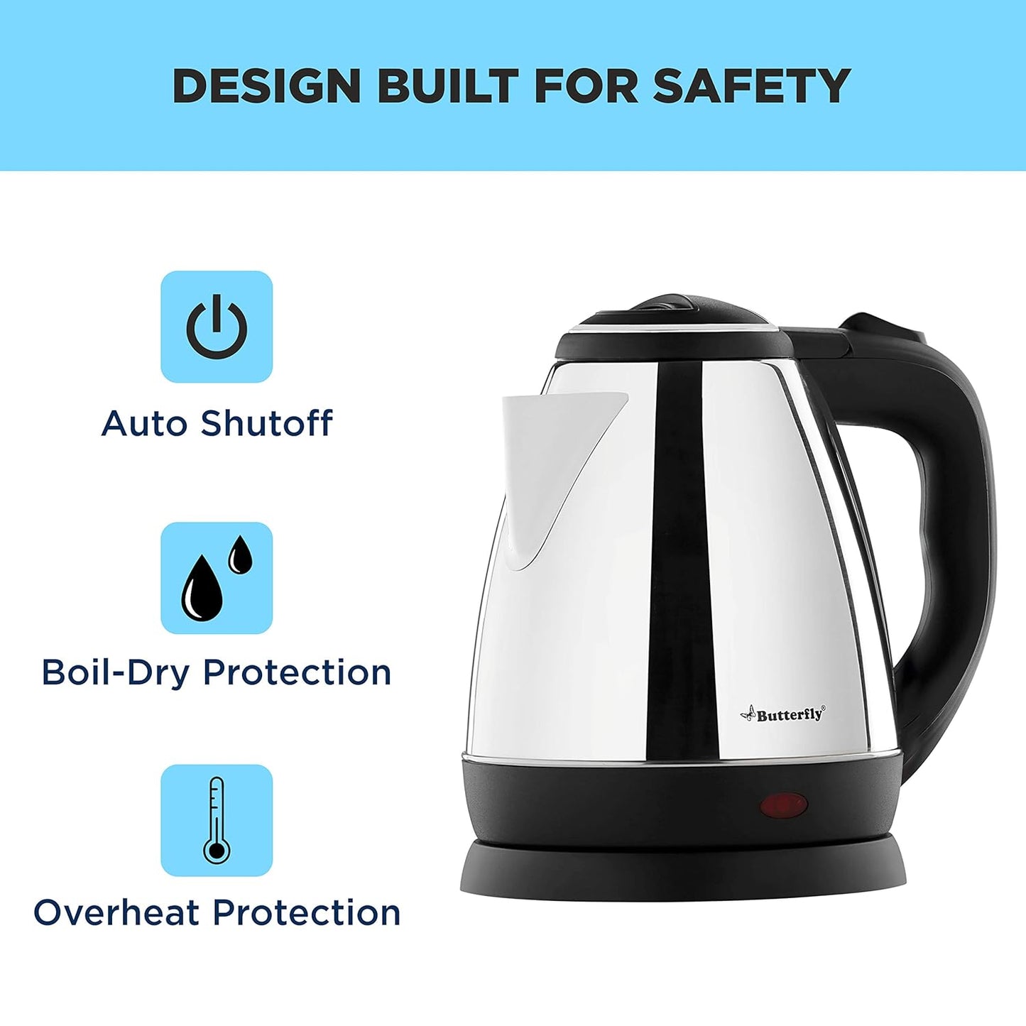 Butterfly EKN Stainless Steel Electric Kettle, 1.5 Litres