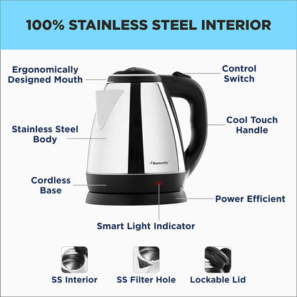 Butterfly EKN Stainless Steel Electric Kettle, 1.5 Litres