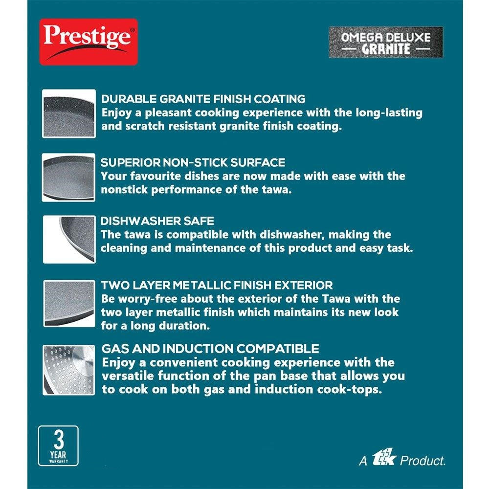 Prestige Omega Deluxe Granite Aluminium Induction Base Non-Stick Omni Tawa
