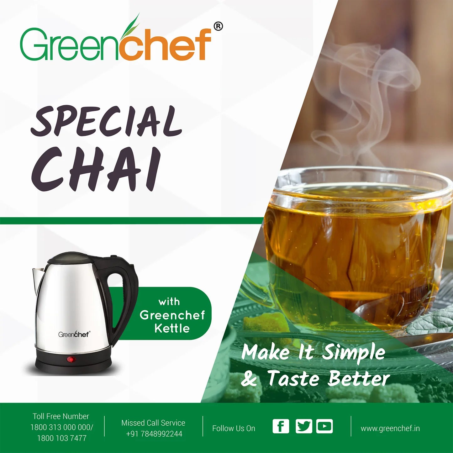 Greenchef Stainless Steel Electric Kettle, 1.5 Litres