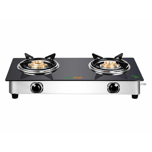 Greenchef Popular Toughened Glass Top Gas Stove, 2 Burner