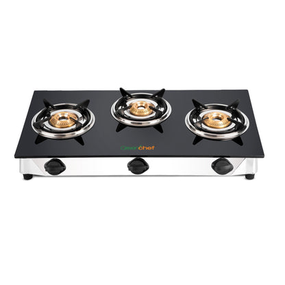 Greenchef Trio Toughened Glass Top Gas Stove, 3 Burner