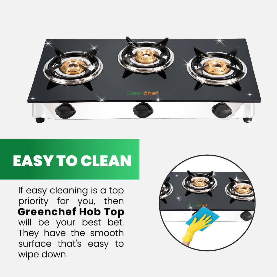 Greenchef Trio Toughened Glass Top Gas Stove, 3 Burner